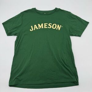 Jameson Irish Whiskey Mens Size XL Green T-Shirt Cream Spellout Logo Tee
